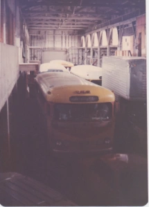 Interior of Hunter's point warehouse- busses belonged to Richard, Lester and Peter